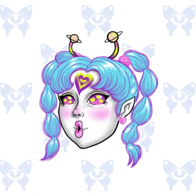 Diseño tatuaje kawaii psicodelico full color